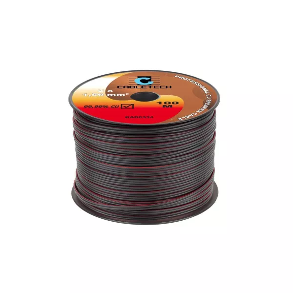 Kábel reproduktorový CABLETECH KAB0334 2x 1,5mm čierny CU (100m)