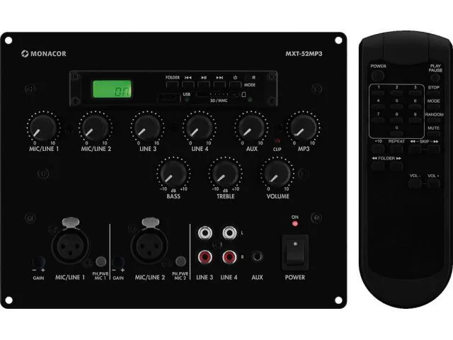 Mixpult s integrovaným MP3 prehrávačom Monacor MXT-52MP3 (1) Mixpult s integrovaným MP3 prehrávačom Monacor MXT-52MP3 (1)