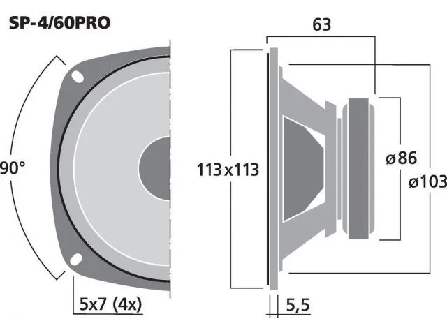 Stredový reproduktor MONACOR SP-4/60PRO, 30 W, 8 Ohm (2) Stredový reproduktor MONACOR SP-4/60PRO, 30 W, 8 Ohm (2)
